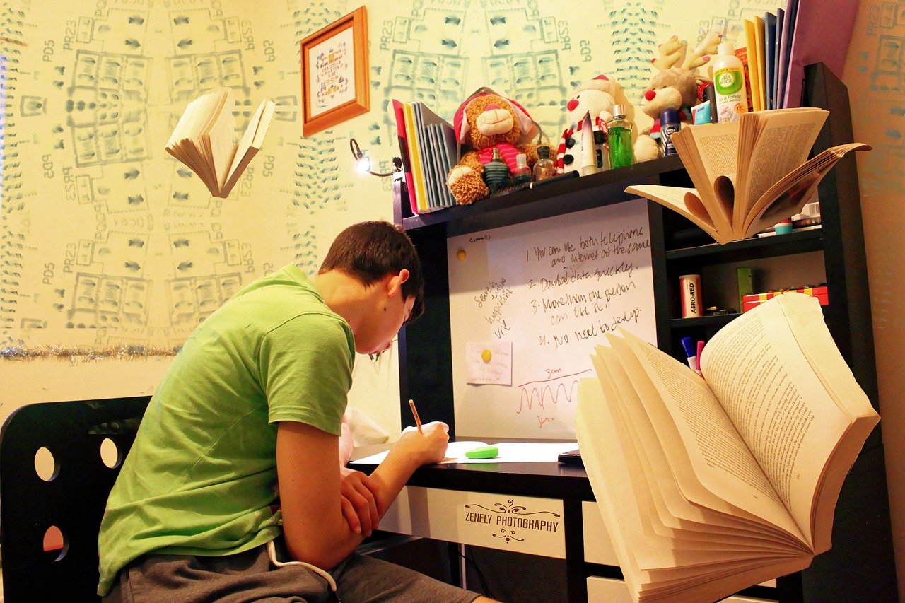 teenager studying for exams